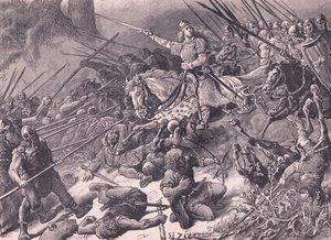 ウェールズのAD 910と戦う「マーシア人の女性」 作： Francois Edouard Zier